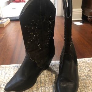 Black suede studded 8 1/2 cowboy boots